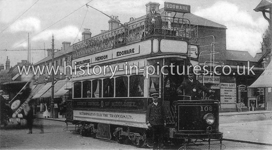 Electric Tram Cricklewood, London. c.1906